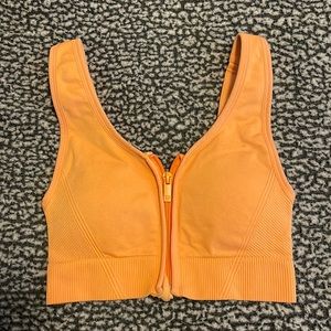 Orange Zipper Sports Bra